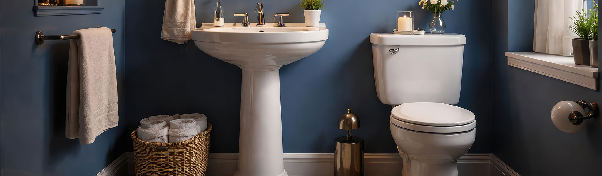 Bathroom With Blue Walls