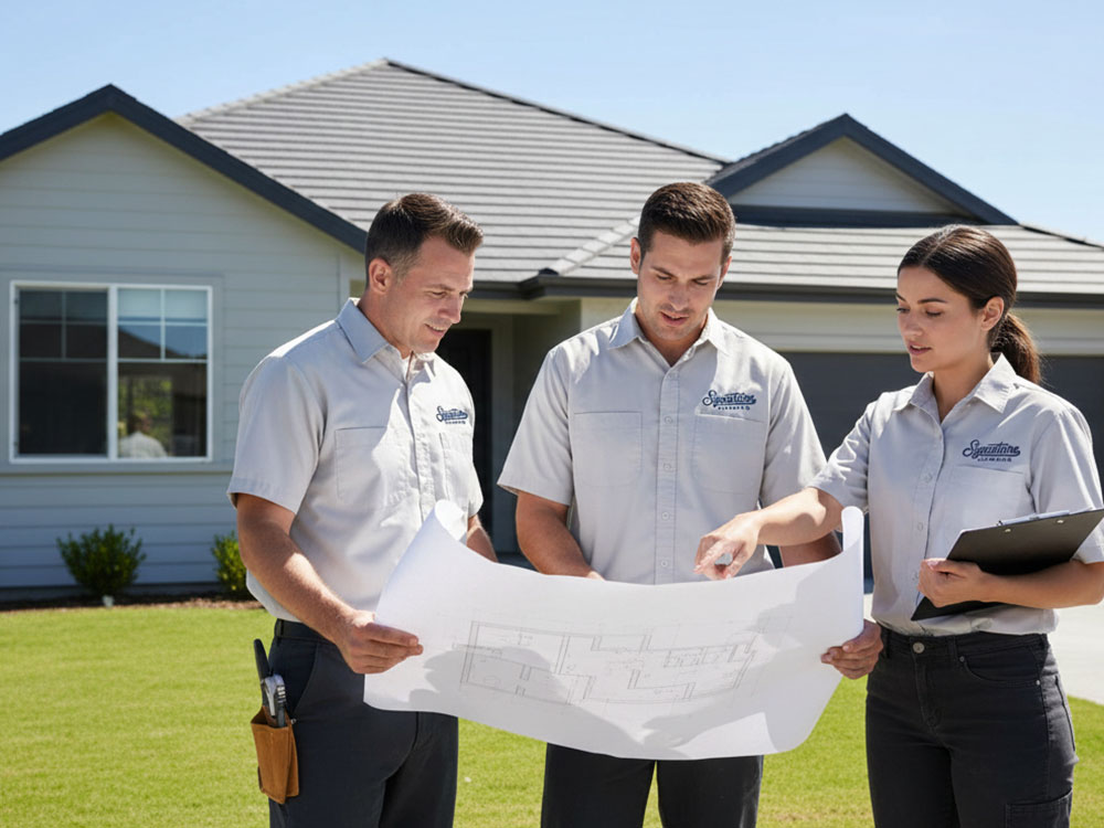 People looking over plans