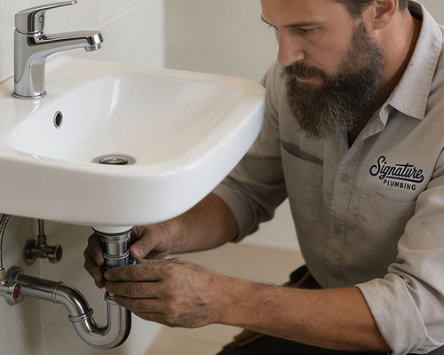Man fixing sink