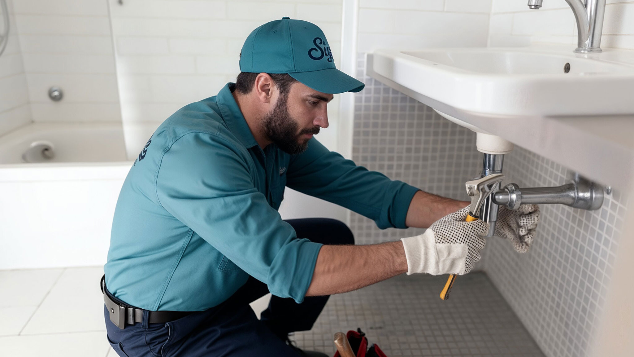 Man Fixing Sink Drain