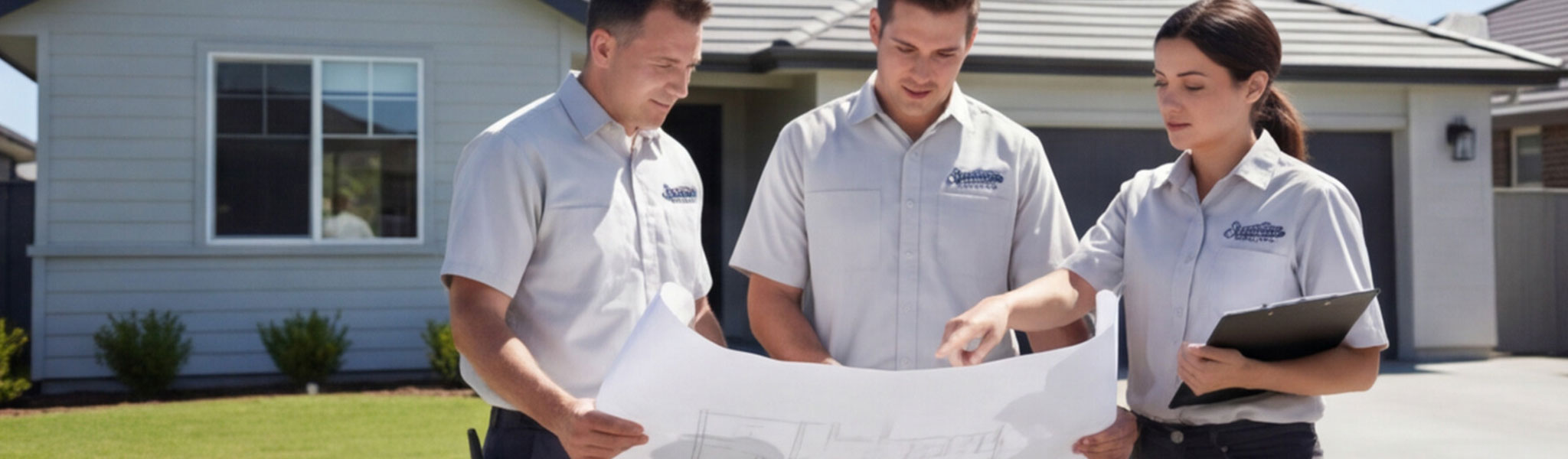 People Looking Over Blueprints