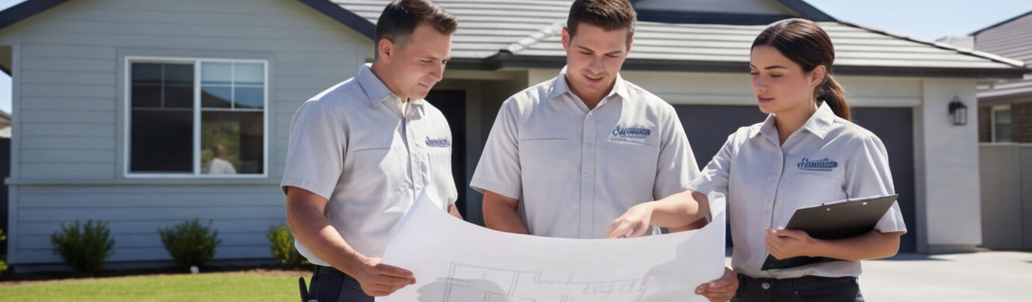 People Looking Over Blueprints