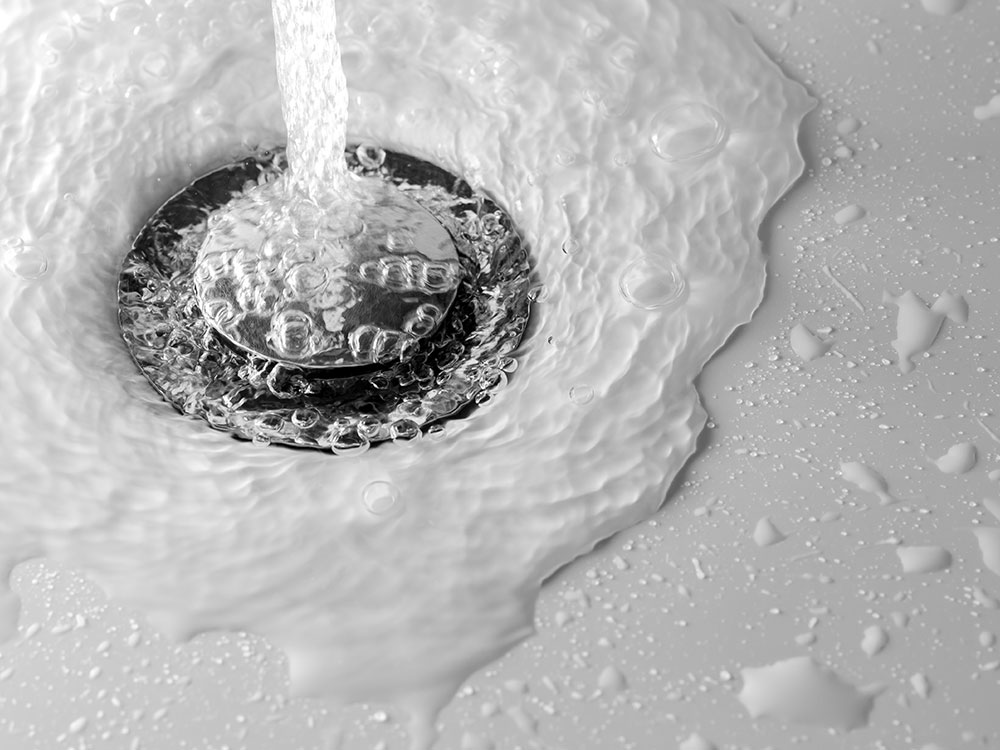 Water going down drain