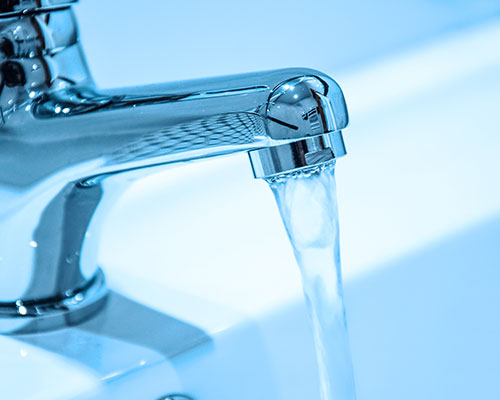 Water running from faucet